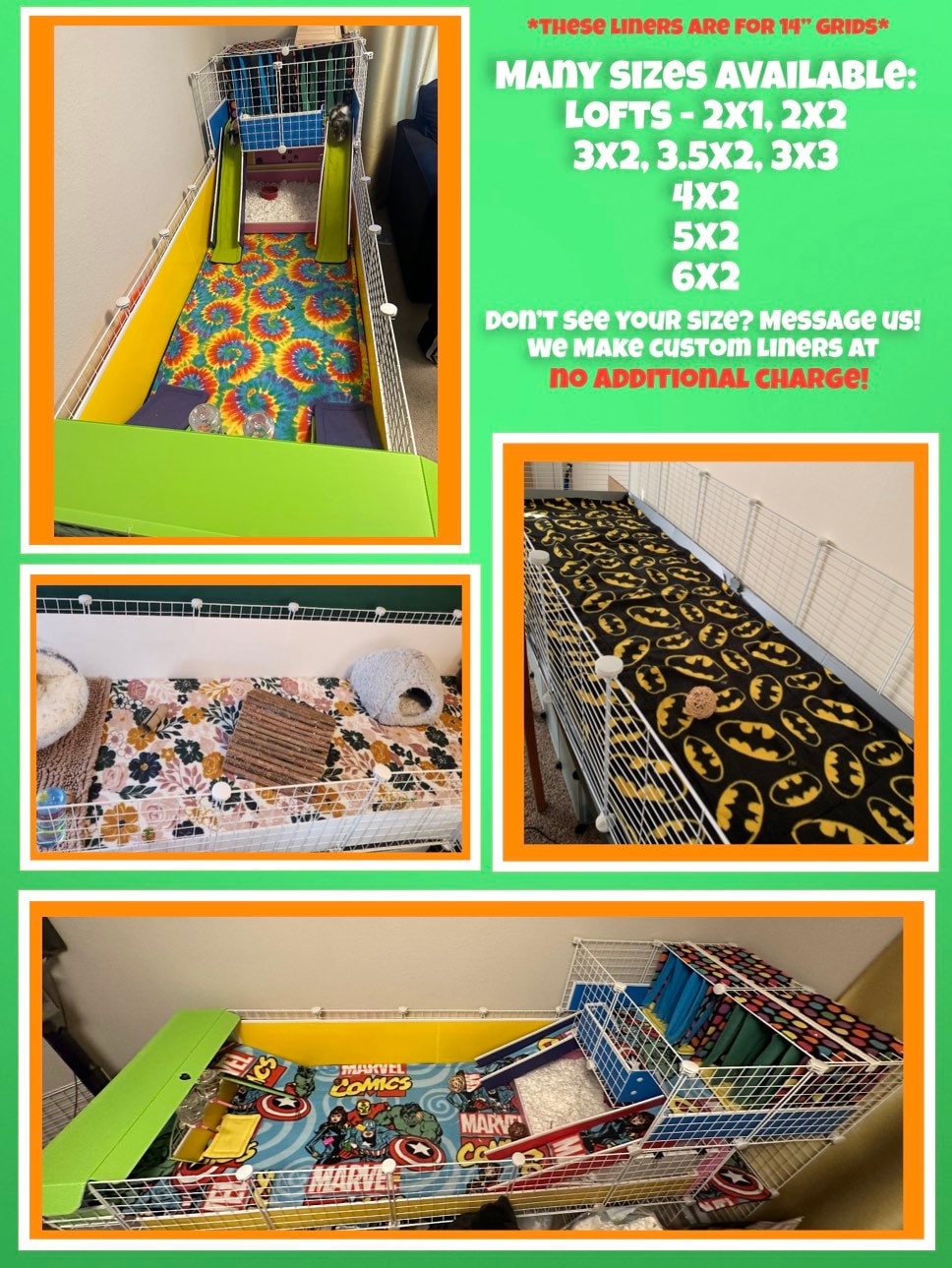 C&C Kitchen Liners | Cafe, Bistro, Grazer | Reversible Fleece, U-Haul | Made-to-Order | Cagetopia, GuineaPigCageStore | Guinea Pig Kitchens