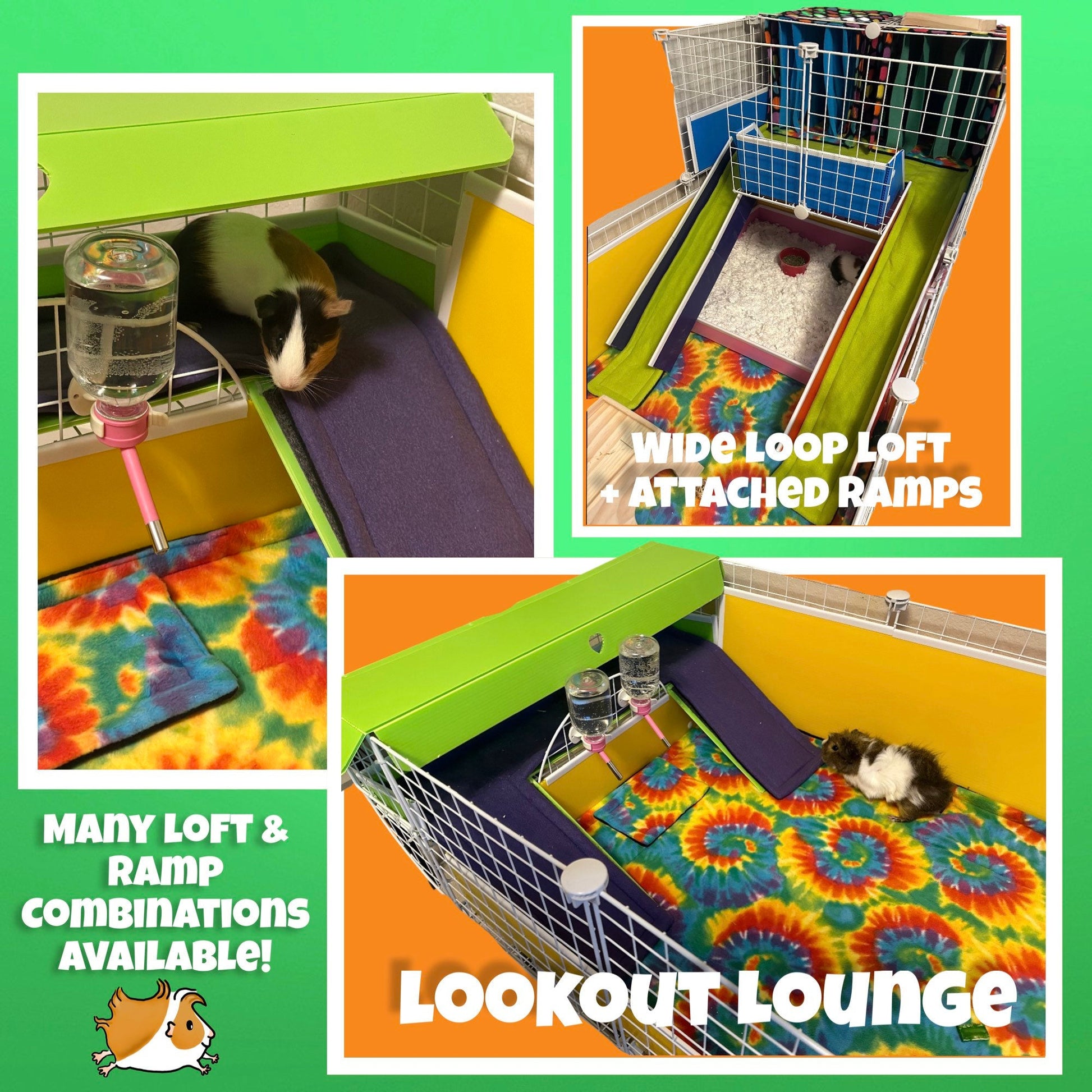 Custom C&C Loft Cage Liners | Reversible Fleece, Absorbent U-Haul | Wide, Narrow Loop, Lookout Lounge, 1x2, 2x2, Cut-Outs | Kavee, Cagetopia