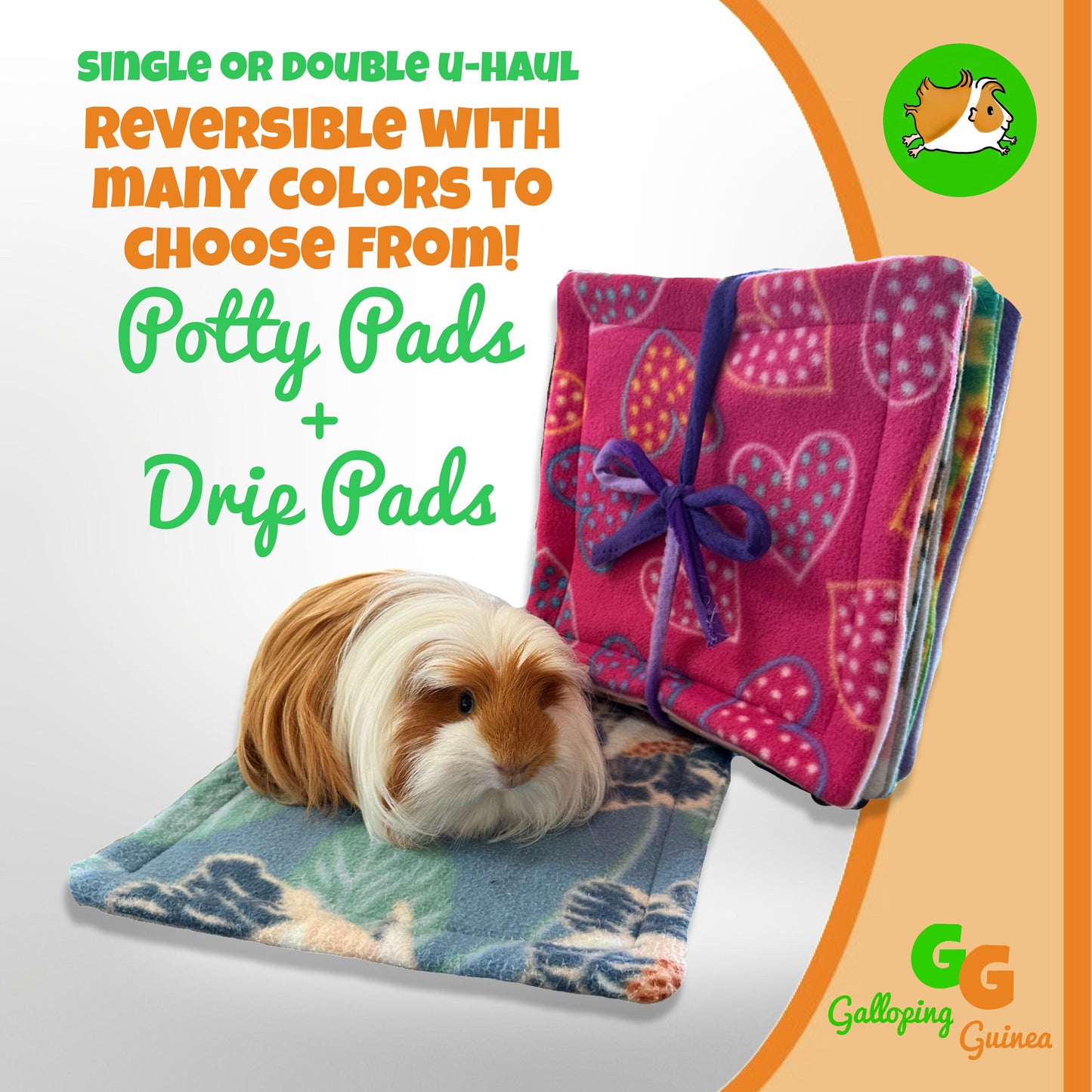 Custom Potty Pads for Small Animals | Washable, Reusable Pee Pad | Fleece + Absorbent U-Haul | Guinea Pigs, Hedgehogs, Chinchillas, & More!