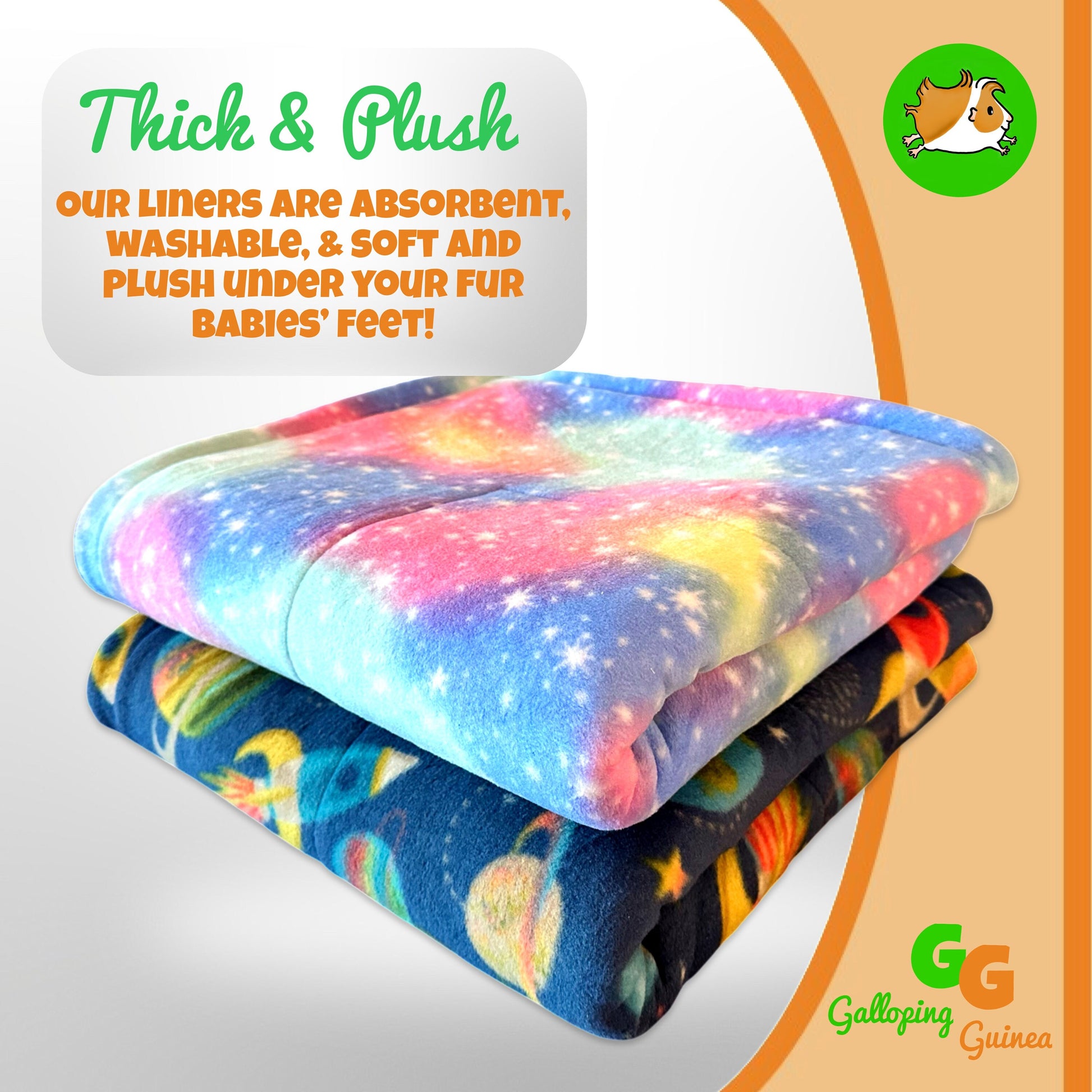 Full Cheeks Fleece Liners, Small Pet Customizable Home Cage | Absorbent Reversible Triple Layer | 42x27 / 41.6x27.5 [Guinea Pigs, Hedgehogs]