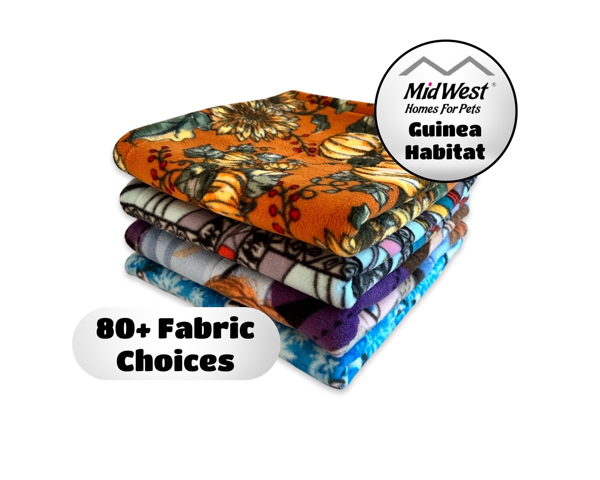 Midwest Guinea Habitat Liners | Made-to-Order Reversible, Reusable, Washable, Absorbent U-Haul + Fleece | 24x47 | Great for Any Small Pet!